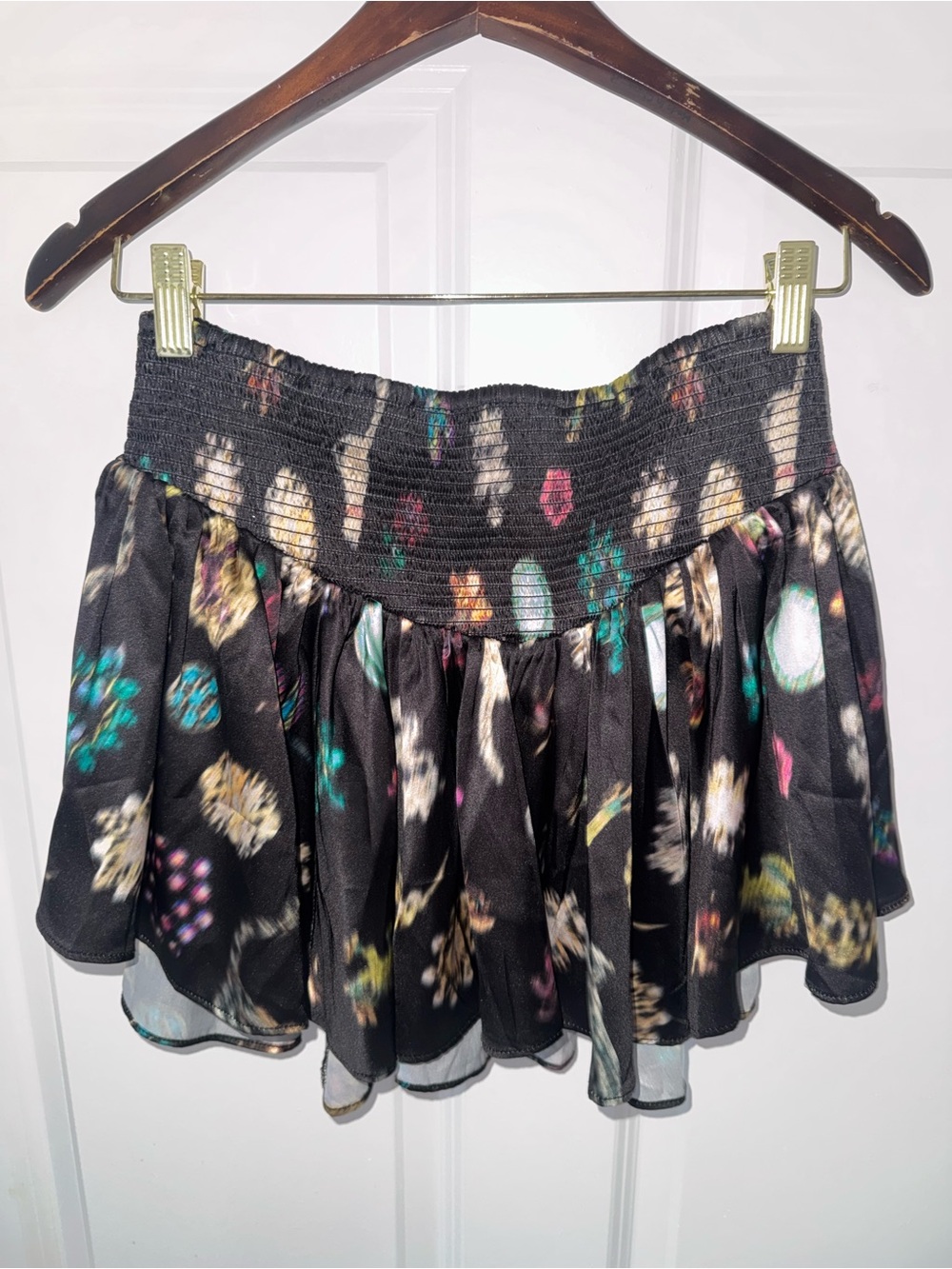 Kimchi Blue Black Mini Skirt with Multicolor Floral Accents